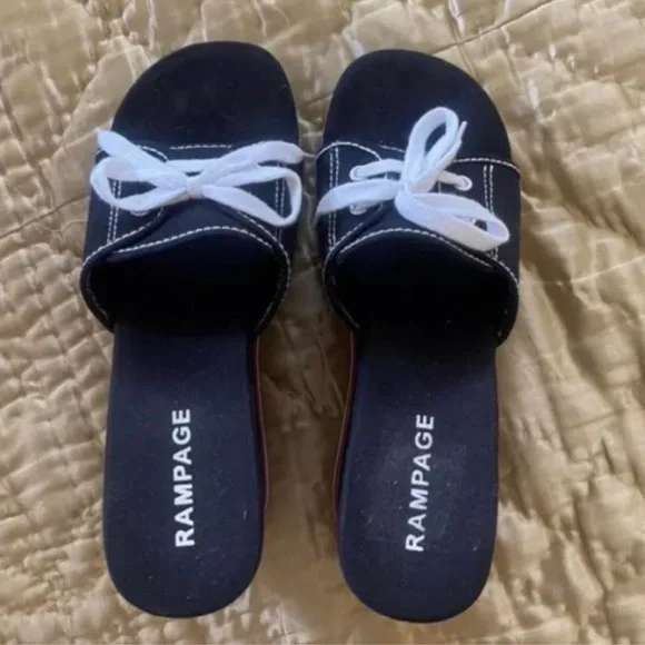 Platform mules 90s vintage slides chunky platform sailor style y2k sandals - Picture 3 of 5